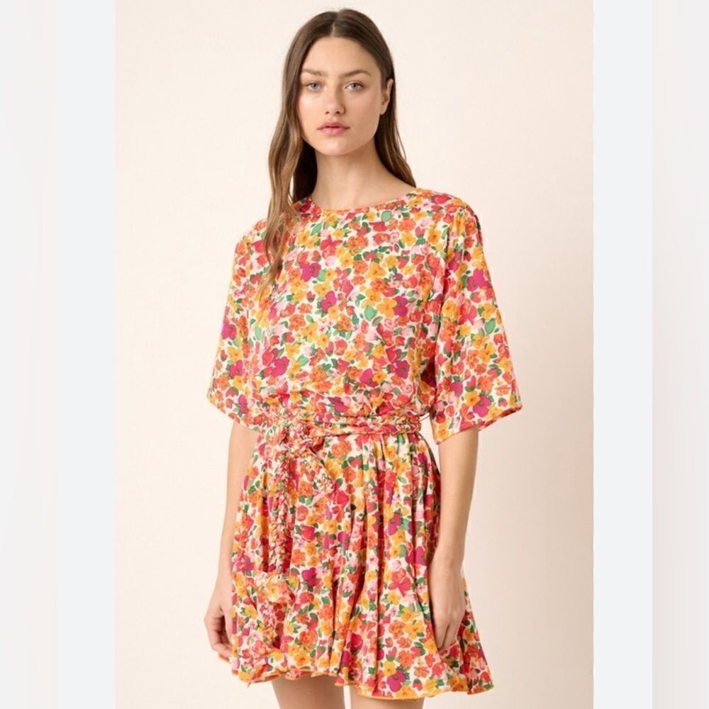 Talulah braided beauty floral pleated mini dress small colorful fairy Bloomcore